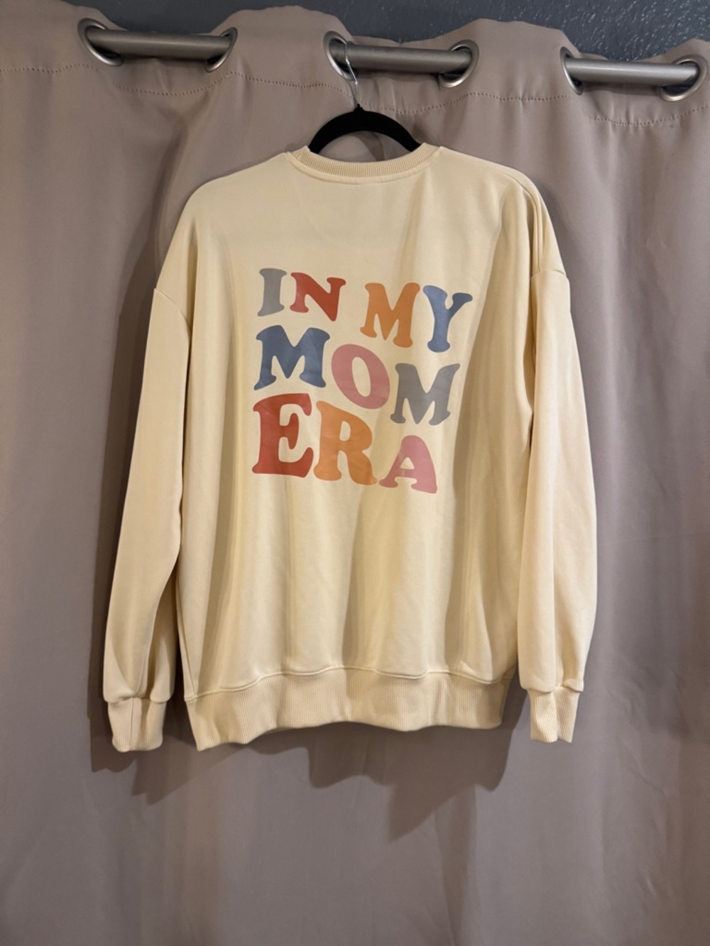 Women’s In My Mom Era light Yellow Smiley Crewneck Sweatshirt - Picture 2 of 6